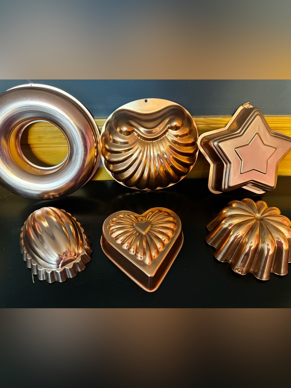 Vintage Copper Mold Jello molds Set - Decorative Heart, Star, Shell & Bundt